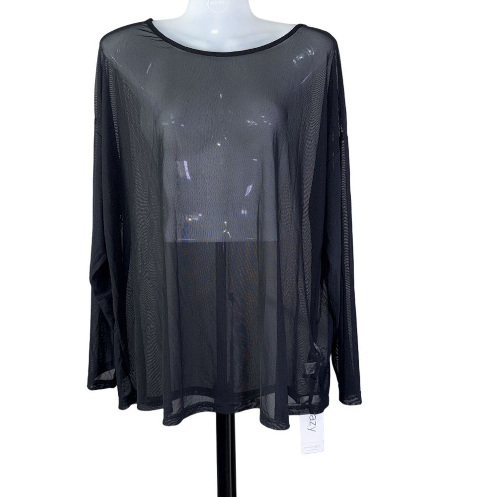 Dazy Sheer Black Long Sleeve Top1XL